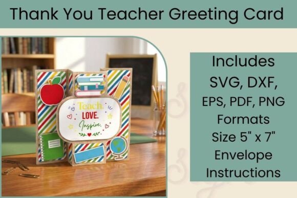 3D SVG Teacher Thank You Card for School