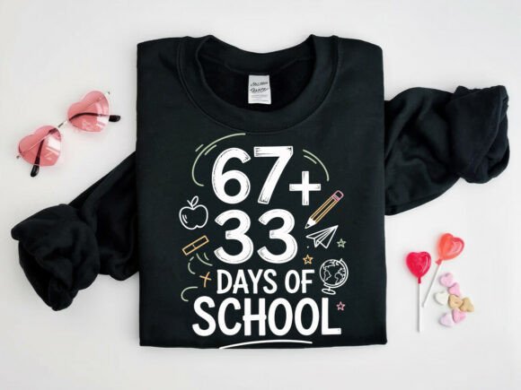 67 100 Days of School T-Shirt Design PNG Graphics