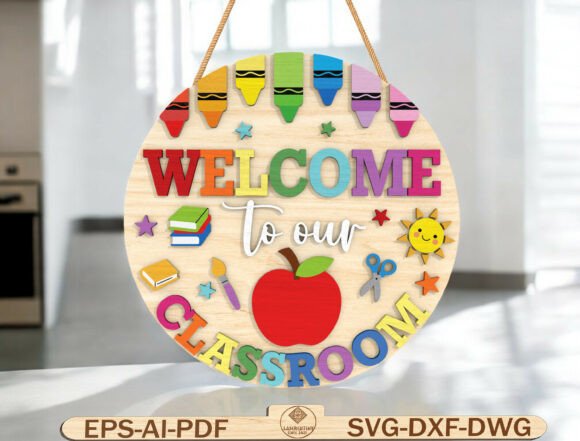 Colorful Classroom Round Sign Laser Cutting