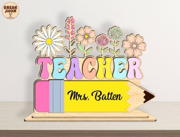 Personalized Teacher Name Laser File SVG for Home Decor & Laser Cutting
