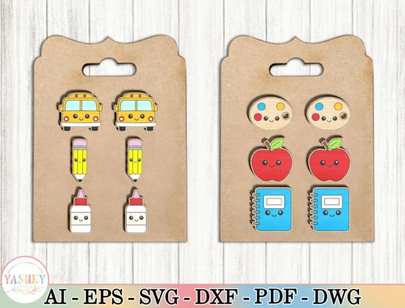 School Earrings Laser Cut SVG Bundle