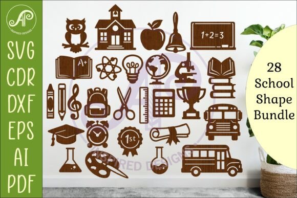 School Icons SVG Teacher Bundle: Laser Cutting & Wall Decor