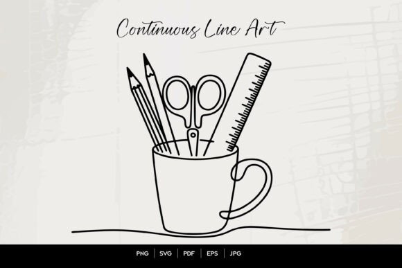 School Supplies Line Art SVG: Graphics for Crafts & Content