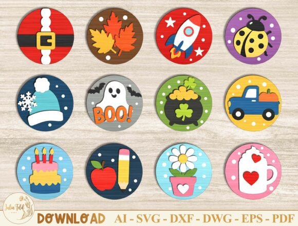 Seasonal Interchangeable SVG Bundle for Laser Cutting & Home Decor
