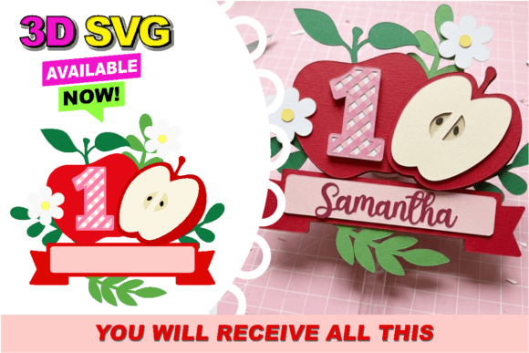 Sweet Apple Cake Topper 3D SVG