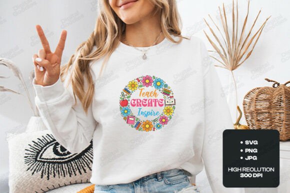 Teach Create Inspire SVG PNG Art for T-Shirt Designs & Graphics