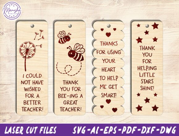 Teacher Bookmark Cut File SVG Bundle: Laser Cutting & Other Art