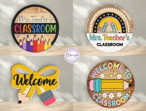 Teacher Classroom Door Hanger SVG Bundle: Laser Cutting & Home Decor Ready