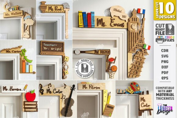 Teacher Door Corner Signs Laser Bundle: Wall Decor for Laser Cutting