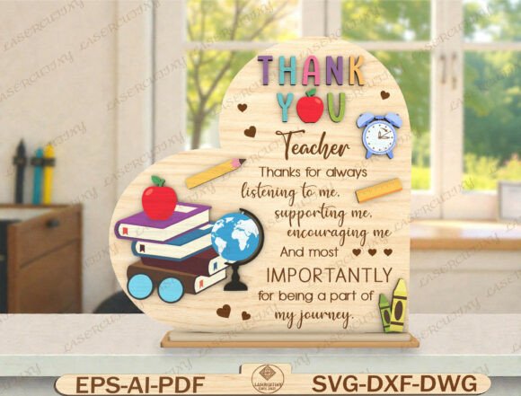Thank You Teacher Gift Sign Laser Cutting Asset